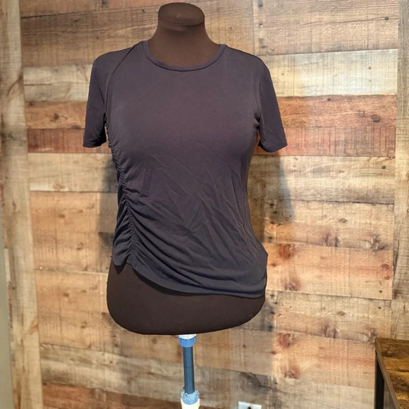 Express Asymmetrical Ruched Black Short Sleeve - Picture 4 of 4